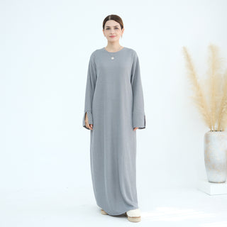 1912#Knit Fabric Latest Winter Women Muslim Dress Islamic Clothing Women Modest Dresses Abaya