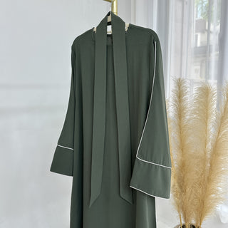 1882#Simple Plain Modest Islamic Clothing Daily Wear Crepe Abaya Women Muslim Dress With Belt