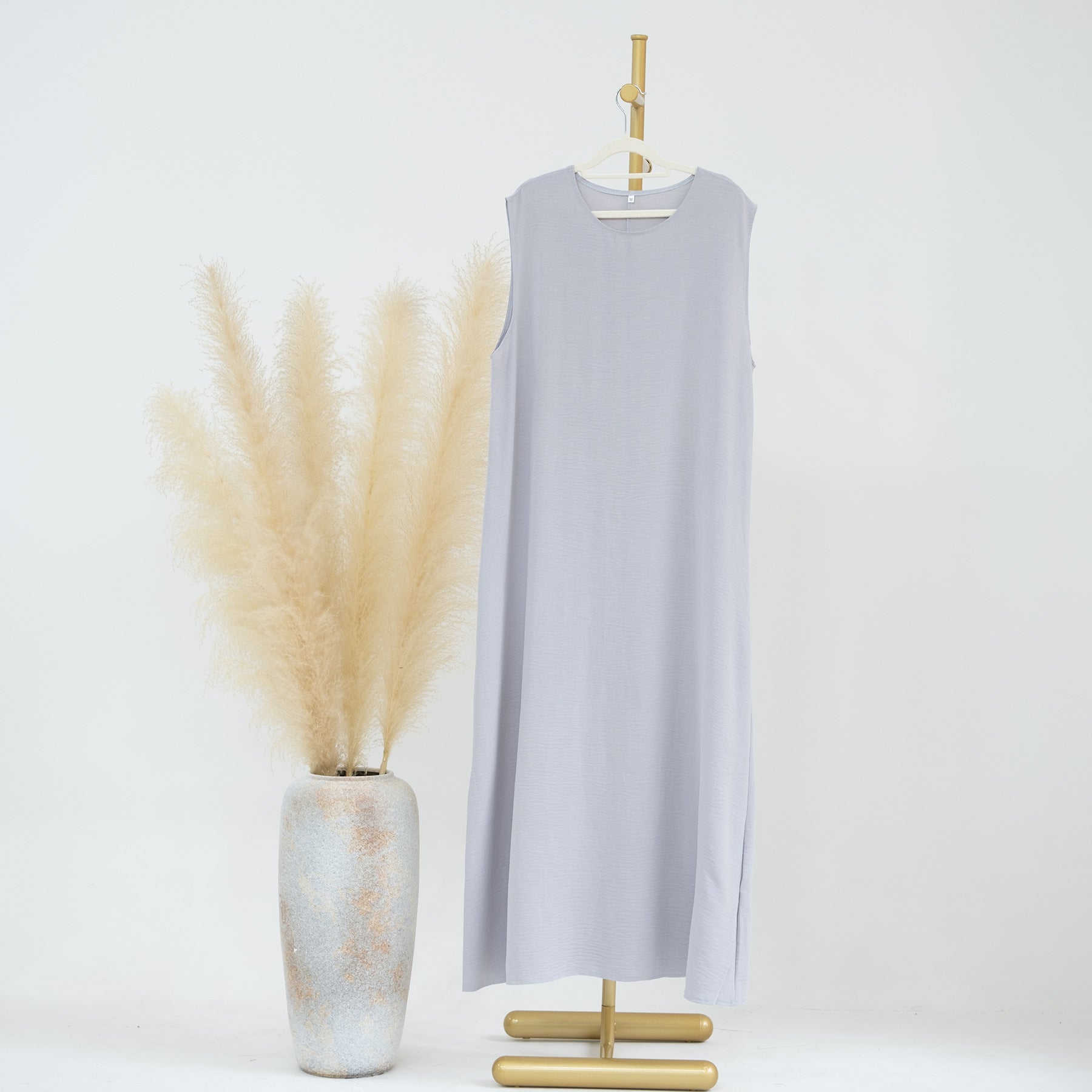1480-1#Wrinkle Polyester Sleeveless Inner Dress Islamic Clothing Women's Dresses