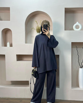 1894#New Suit Islamic Clothing 2 Piece Set Casual Style Elegant Suit Pants Set Muslim Women Modest Muslim Pants Top Set