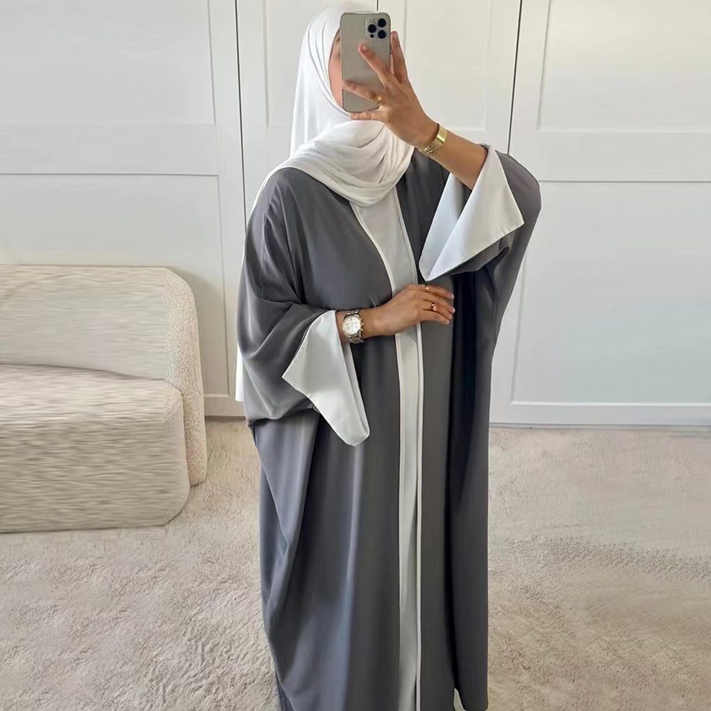 1885#Nida Kimono Slit Sleeves Open Abaya Dress islamic Clothing Modest Fashion Oversized Abaya Cardigan