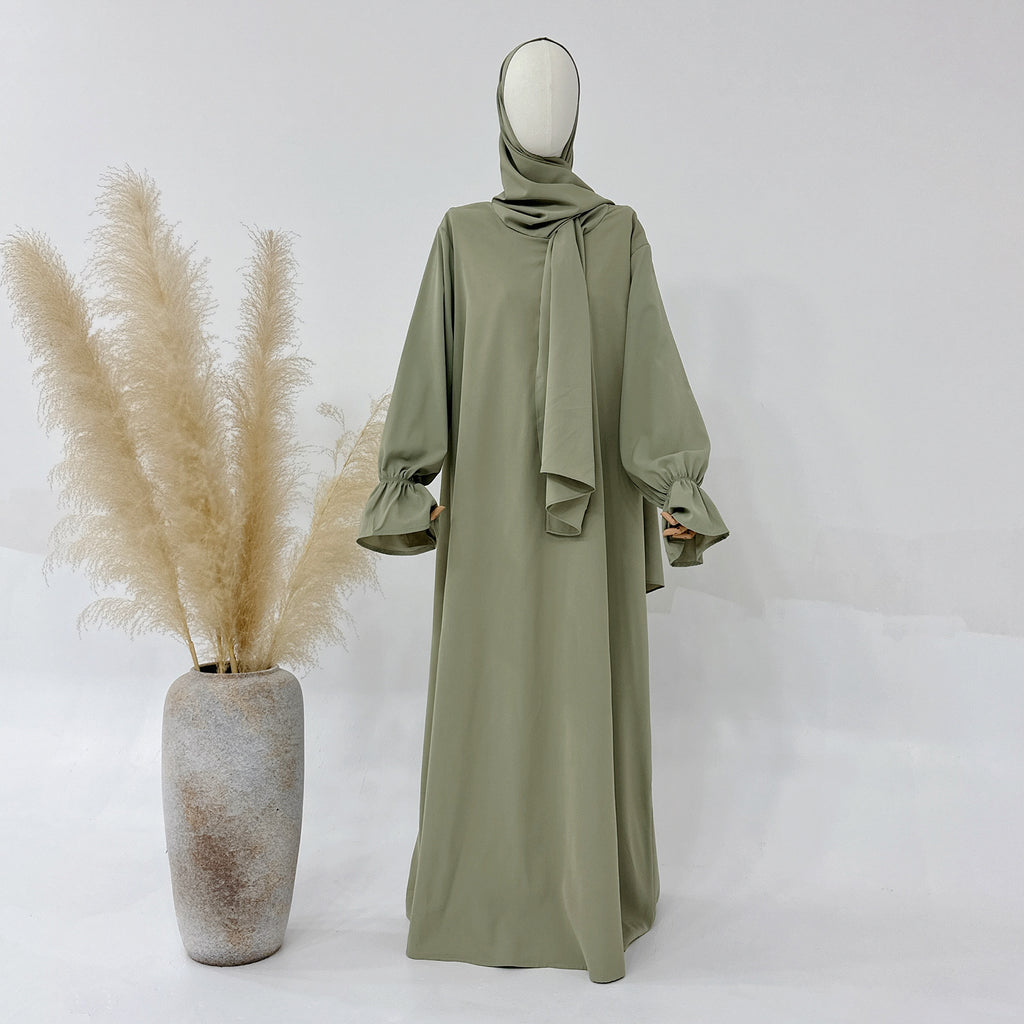 1714#Nida Ruffle Style One Piece Jilbab Abaya Women muslim dress