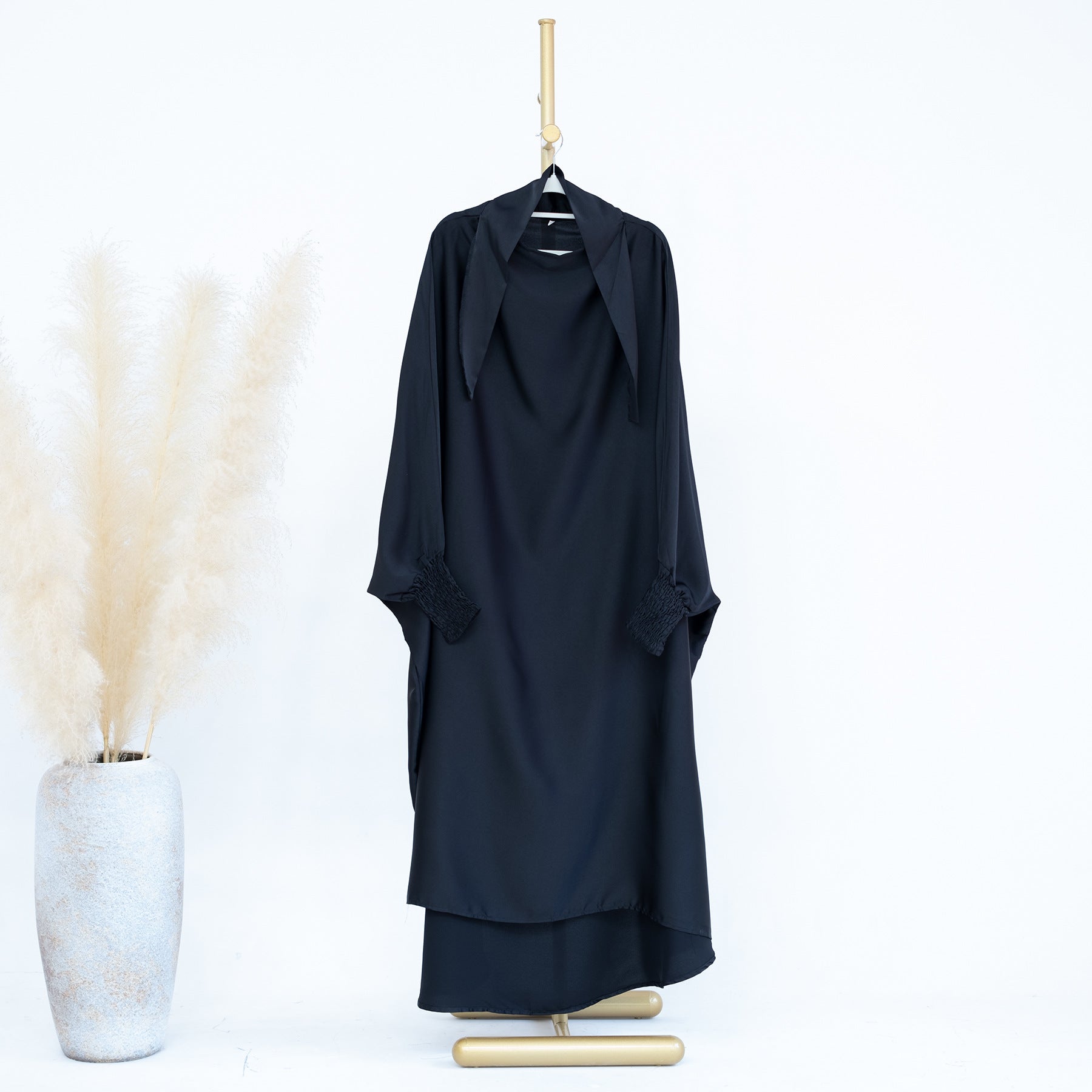 1662#Islamic Clothing Satin Plain Prayer Abaya Jilbab Abaya Muslim Dress For Kids