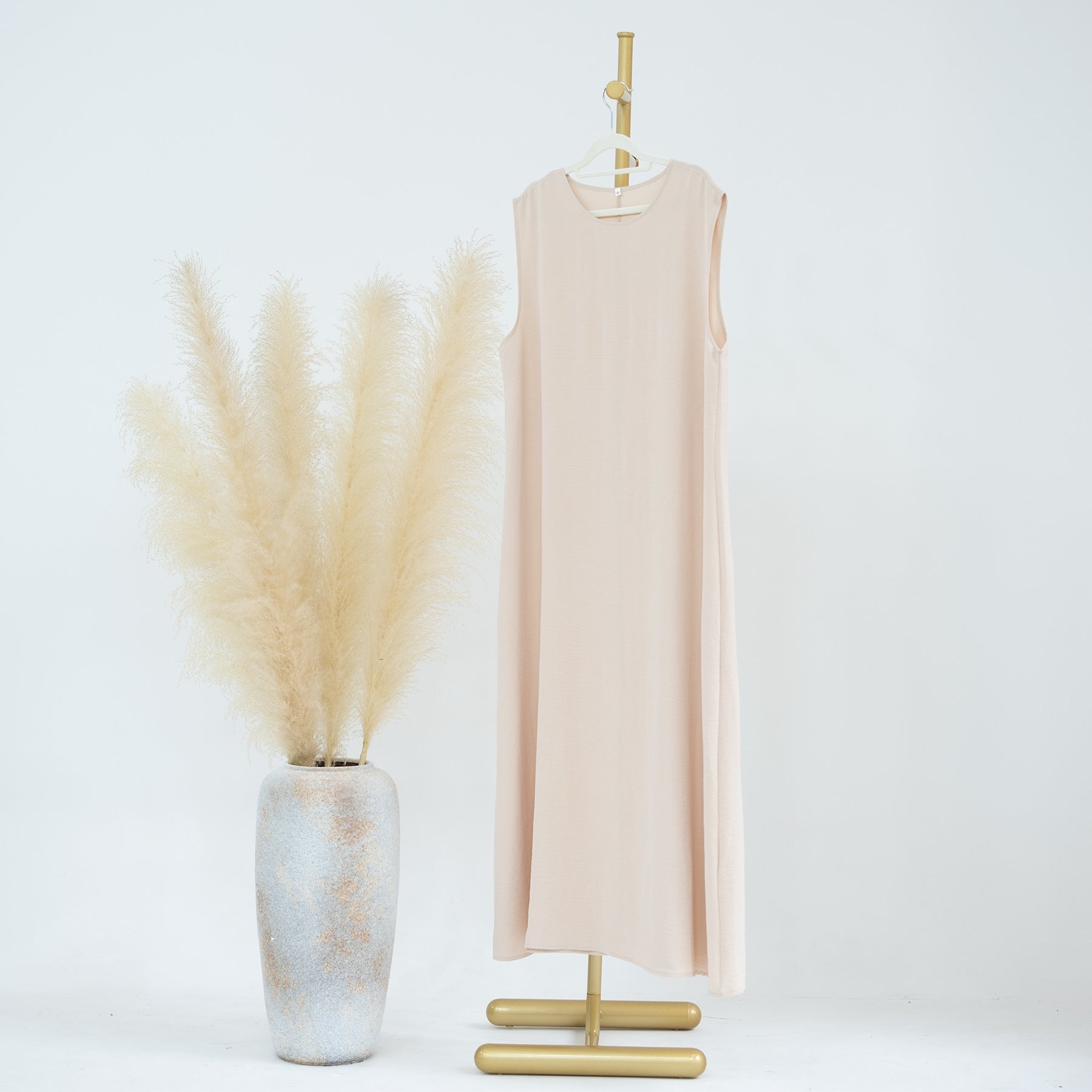 1480-1#Wrinkle Polyester Sleeveless Inner Dress Islamic Clothing Women's Dresses