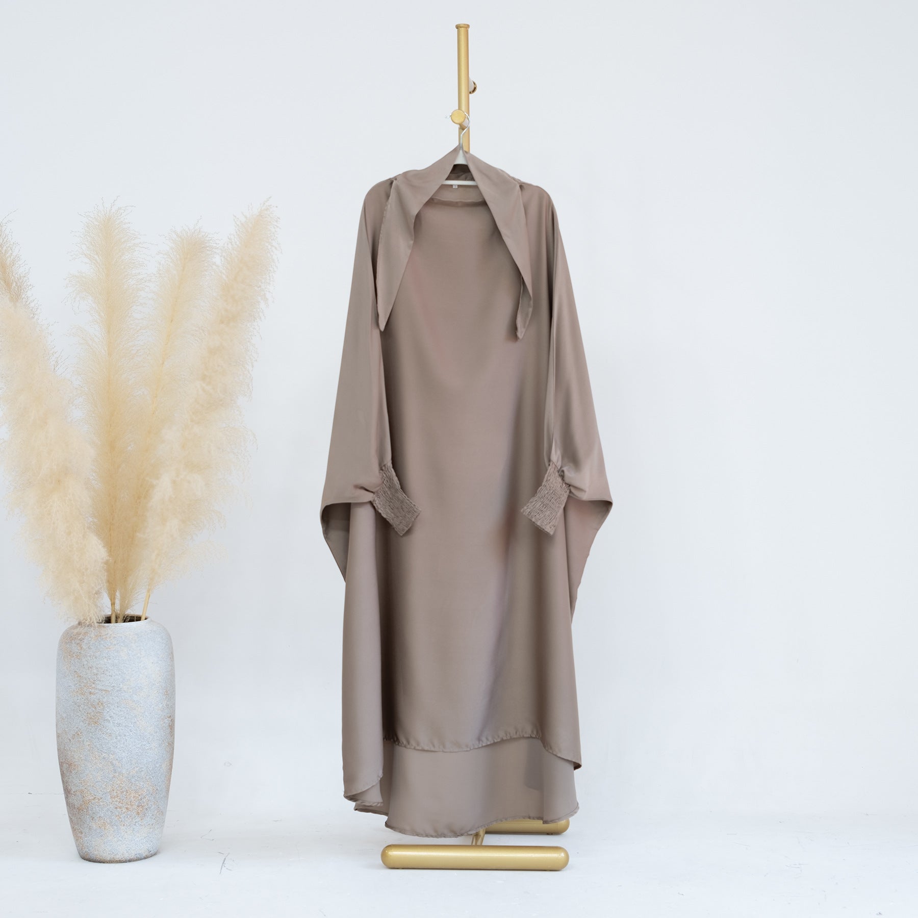 1662#Islamic Clothing Satin Plain Prayer Abaya Jilbab Abaya Muslim Dress For Kids