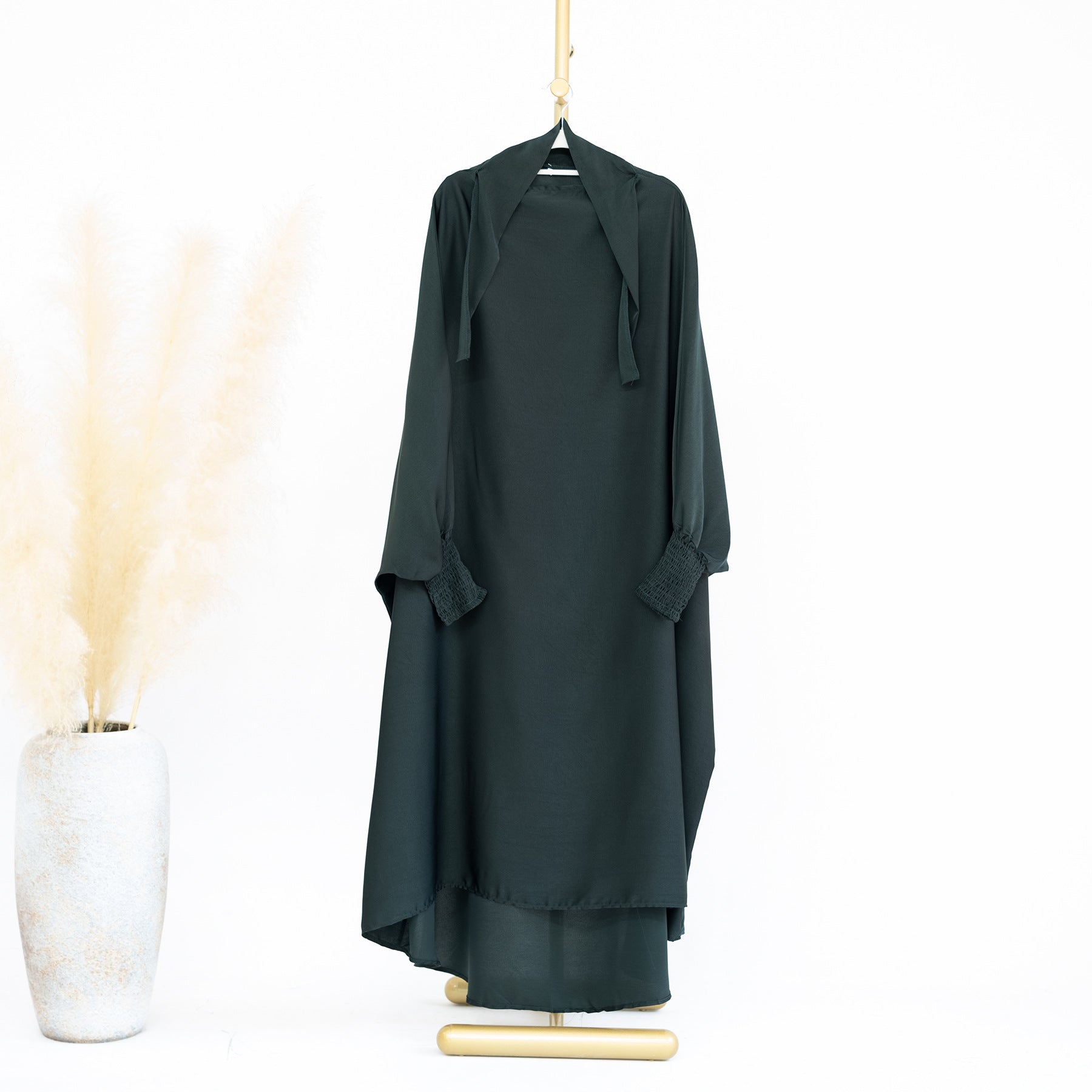 1662#Islamic Clothing Satin Plain Prayer Abaya Jilbab Abaya Muslim Dress For Kids