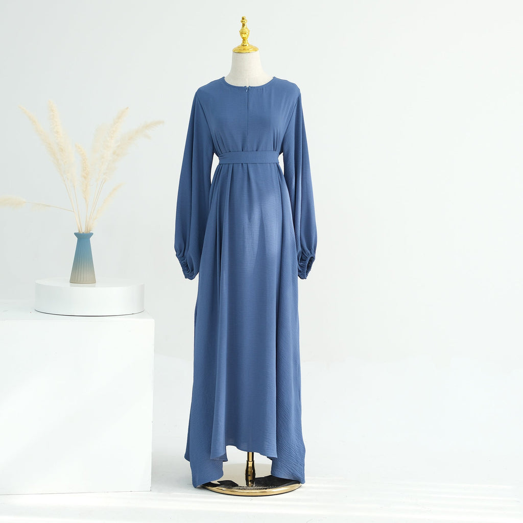 1708#2024 Modest Dresses Solid Color with Front Zipper Women Islamic Clothing