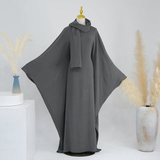 1695# Dubai  Abaya Muslim Women's Dresses With Inside Tie Belt Silk Dress