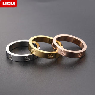 R3#Steel Ring With Stone Crystal For Girl Women Couple In Wedding With Cross