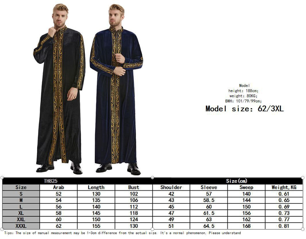 TH825#Thobe Saudi Arab Kaftan Male Abaya Men Muslim Clothing