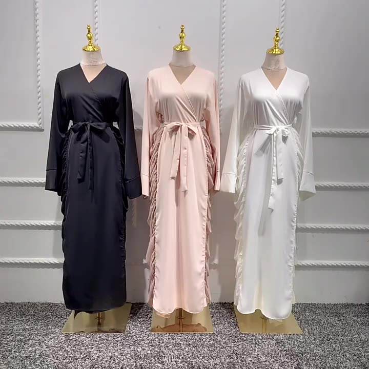 1471#Front Open Abaya Muslim abaya with stitch layers Ethnic clothing