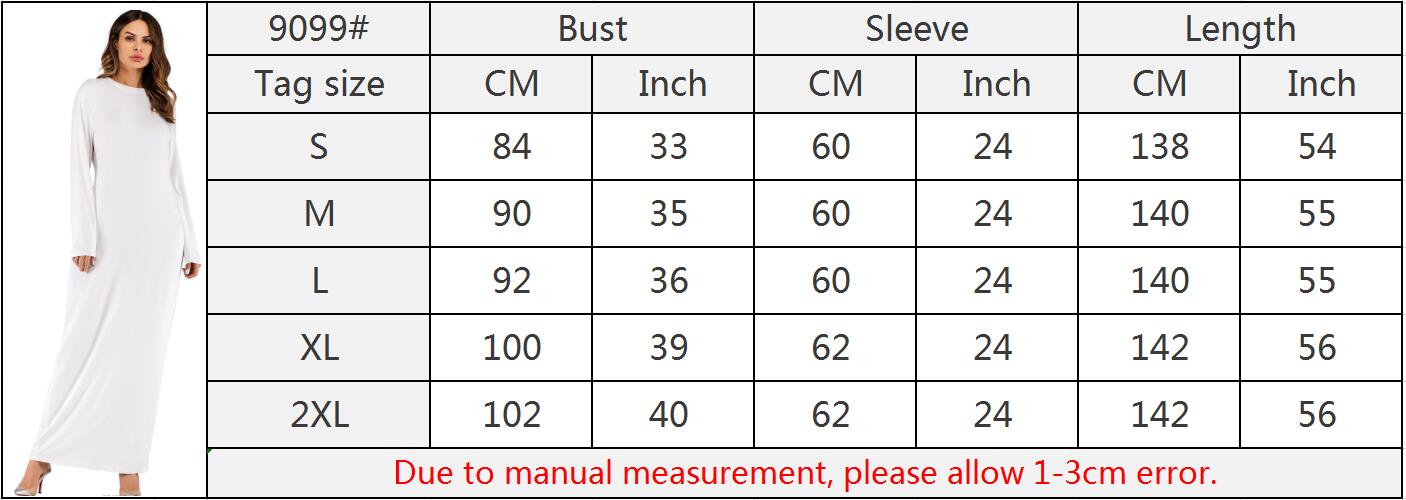 099# Daily Long Sleeve Bodycon Cotton Dress Muslim Women