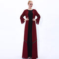 91223#Simple fashion summer long-sleeved cardigan muslim dress abaya