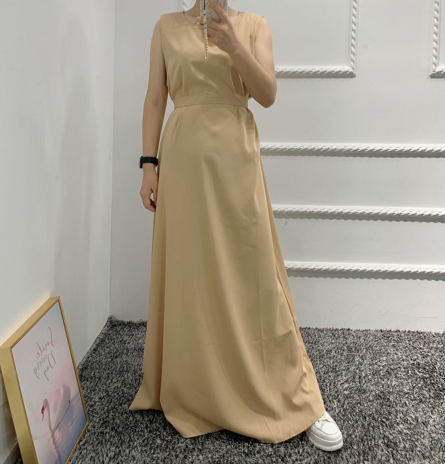 1456# Islamic Clothing Abaya Muslim Sleeveless Under Islamic Dress