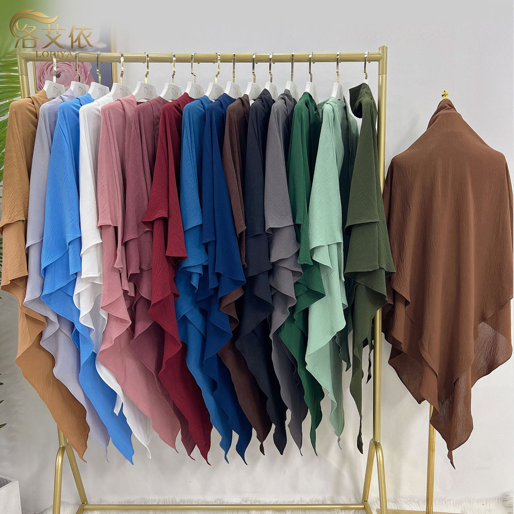 HJ908#Latest Abaya Women Islamic Dress Hijab Scarf Two Layers Long Khimar Wholesale in Stock