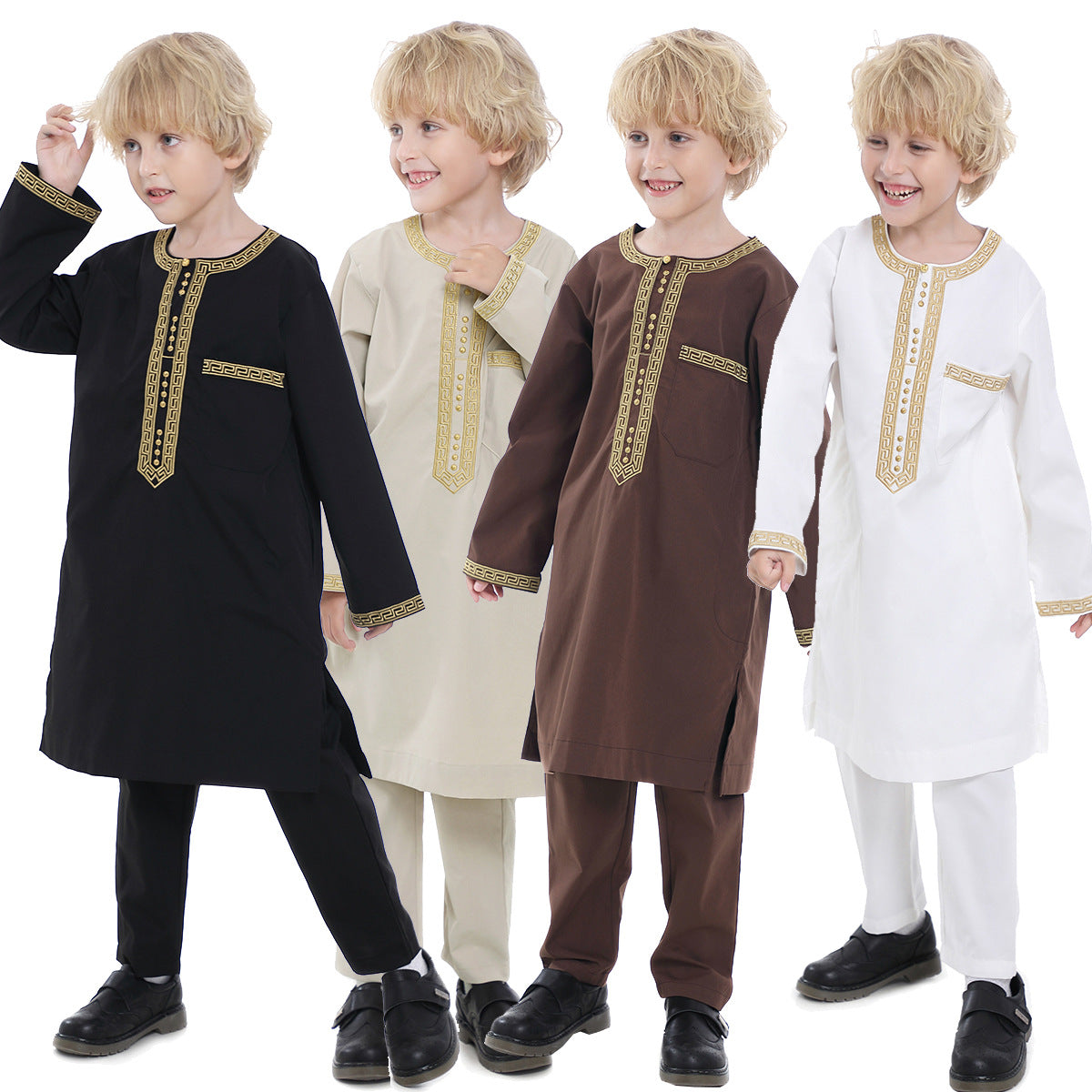 TH878#New buttons islamic children clothing design kids boy robe dubai abaya