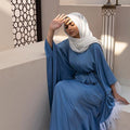 6317#Feather Sleeves Prayer Dress Eid  Women Modest Khimar Hijab Abaya