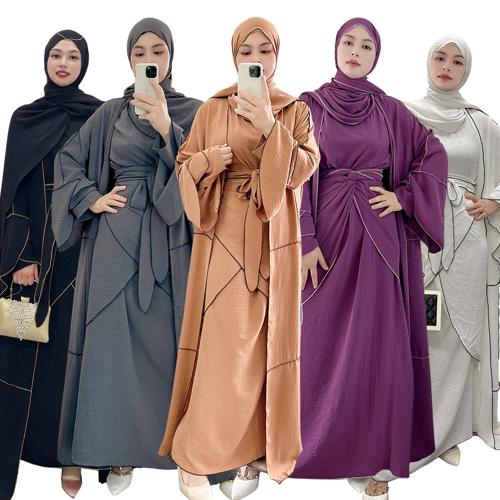 1509# Custom Islamic Clothing 3 Pieces Abaya Set for Muslim Women