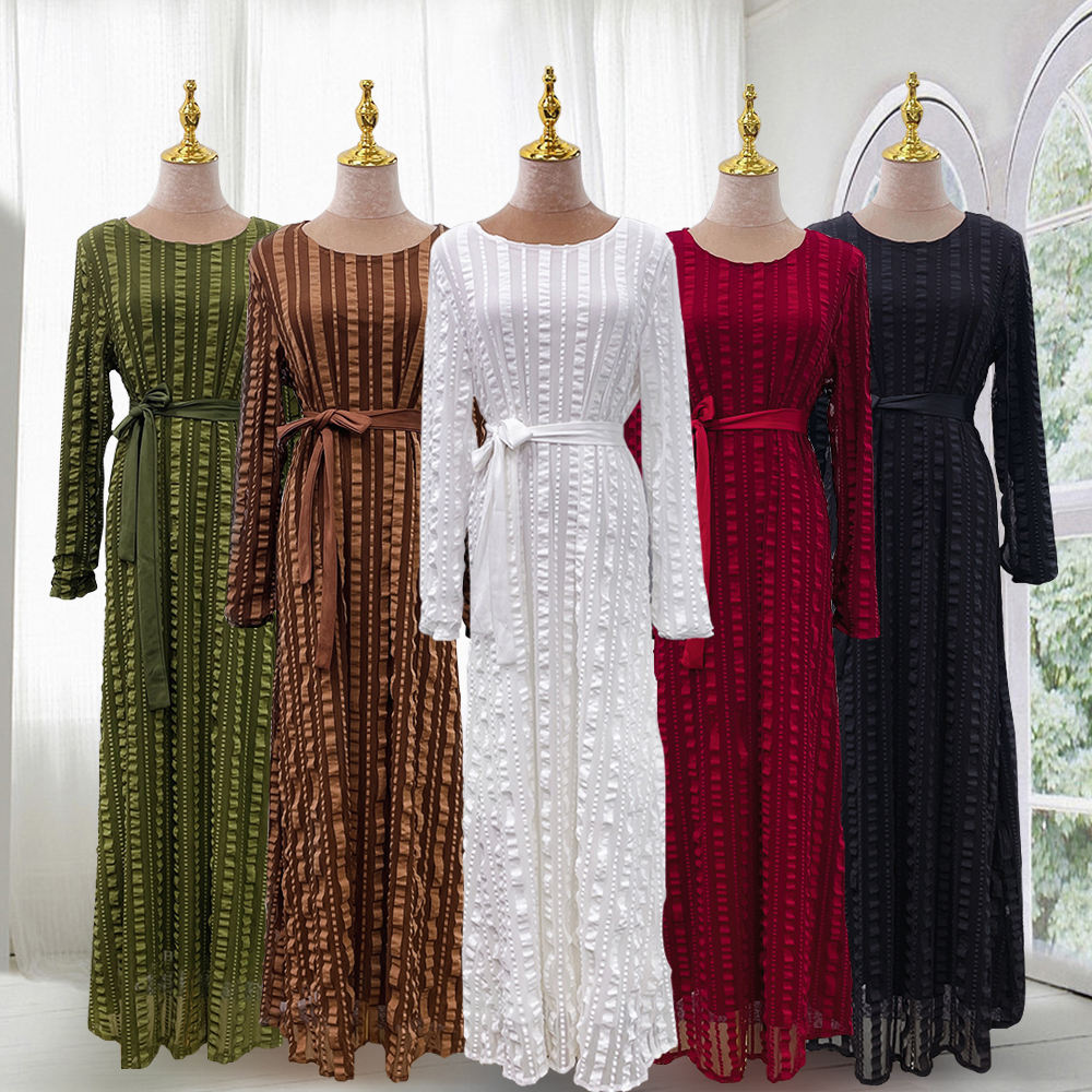 1531#Stretch Polyester Islamic Women Maxi Dress Muslim Abaya Dress