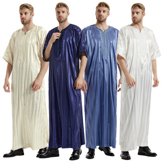 TH826#EID muslim middle east men robe high collar shirt in dubai Islamic clothing