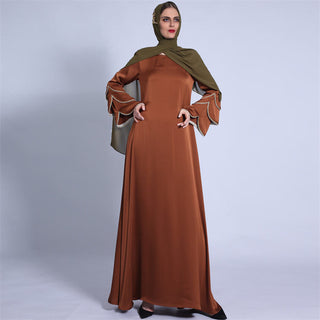 1220#Elegant Long Sleeves Long Dress Render Casual Muslin Women Dress