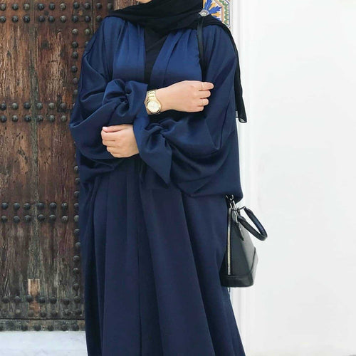 1490# Muslim Latest Open Abaya for EID Satin Kimono Abaya
