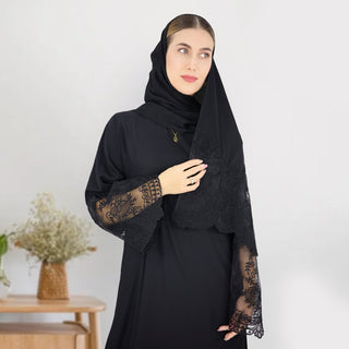 1575#Modest Abaya Dubai Abaya Muslim Dress With Lace Scarf Elegant Ladies Abaya