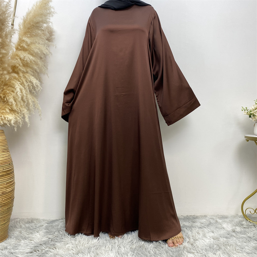 6622# Eid Muslim Islamic Design Hot Sale  Smooth Versatile Casual Satin Ladies Dress