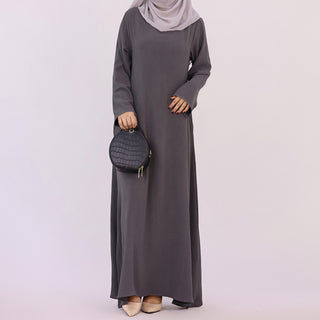 1593#On Sale Solid Color Long Sleeve Islamic Clothing Modest Closed Abaya Dress