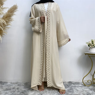 838#Hot sale pearl high quality crepe abayas islamic clothing