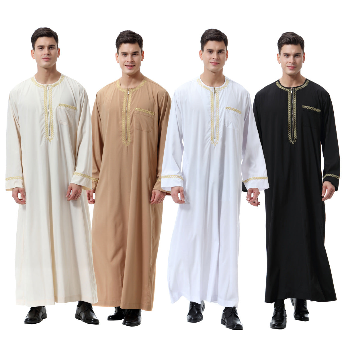 TH811# High quality pure color Moroccan Kaftan Clothes Islamic clothing for men
