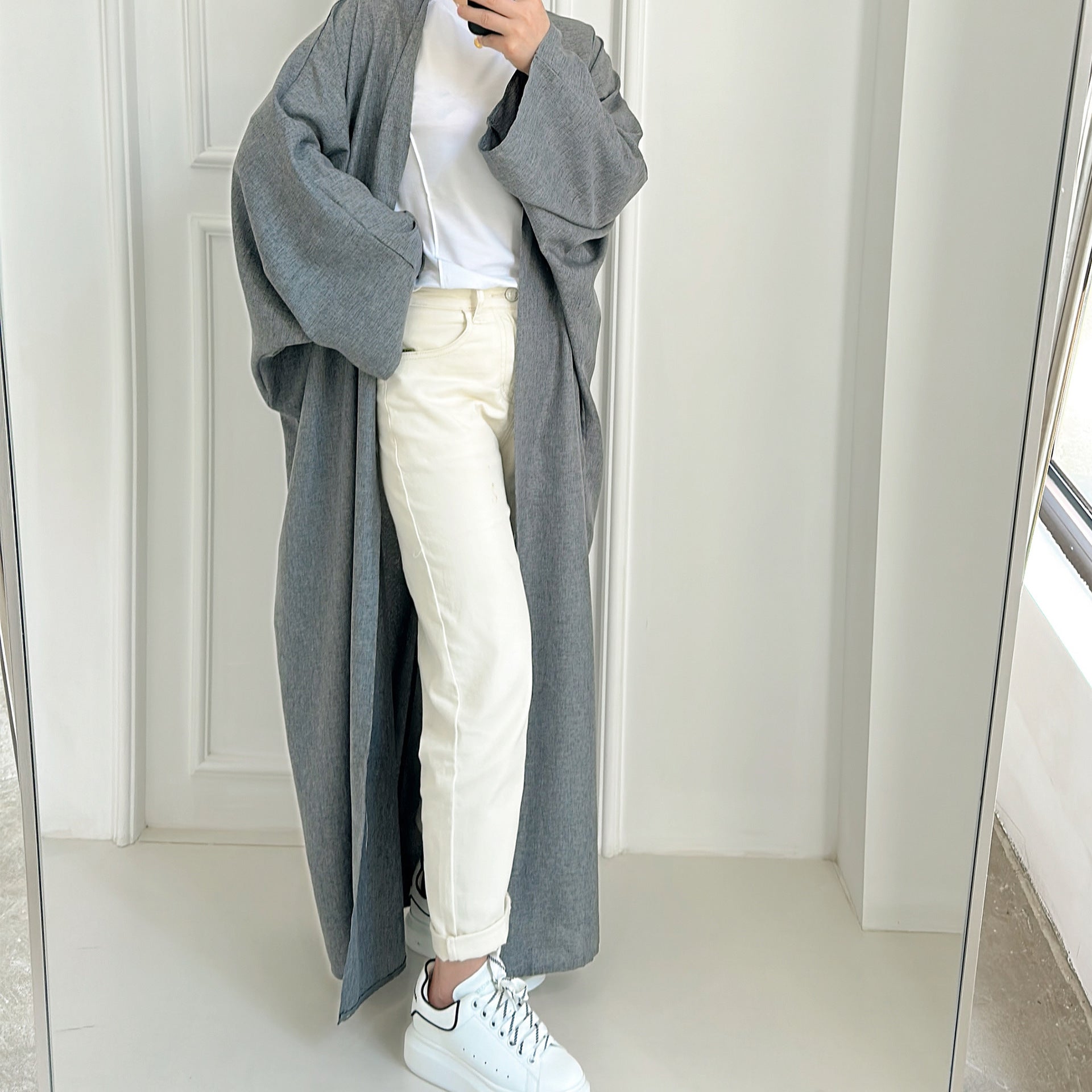 1603#EID Design Islamic Clothing Linen Fabric  Dubai Muslim Abaya
