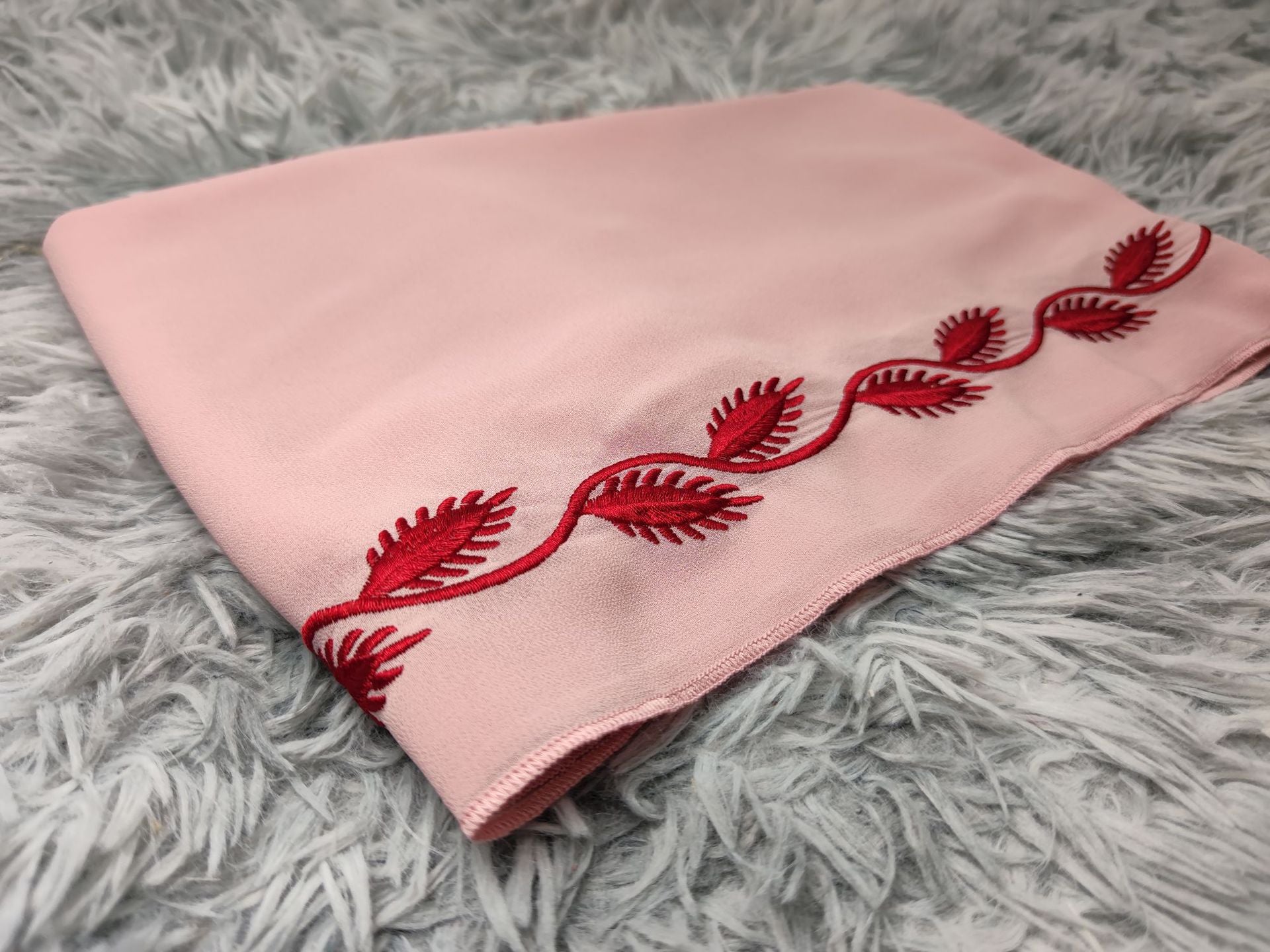 001#Chiffon Long Muslim Embroidery Round Neck Dress With Scarf