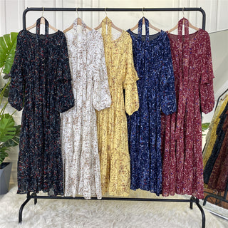 564# 5 Colors Chiffon Muslim Long Sleeve Maxi Dress Modest Wear