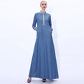 91206#New early spring women long factory denim long dress