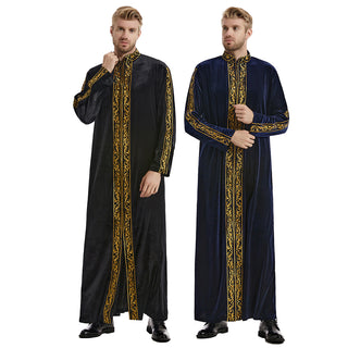 TH825#Thobe Saudi Arab Kaftan Male Abaya Men Muslim Clothing