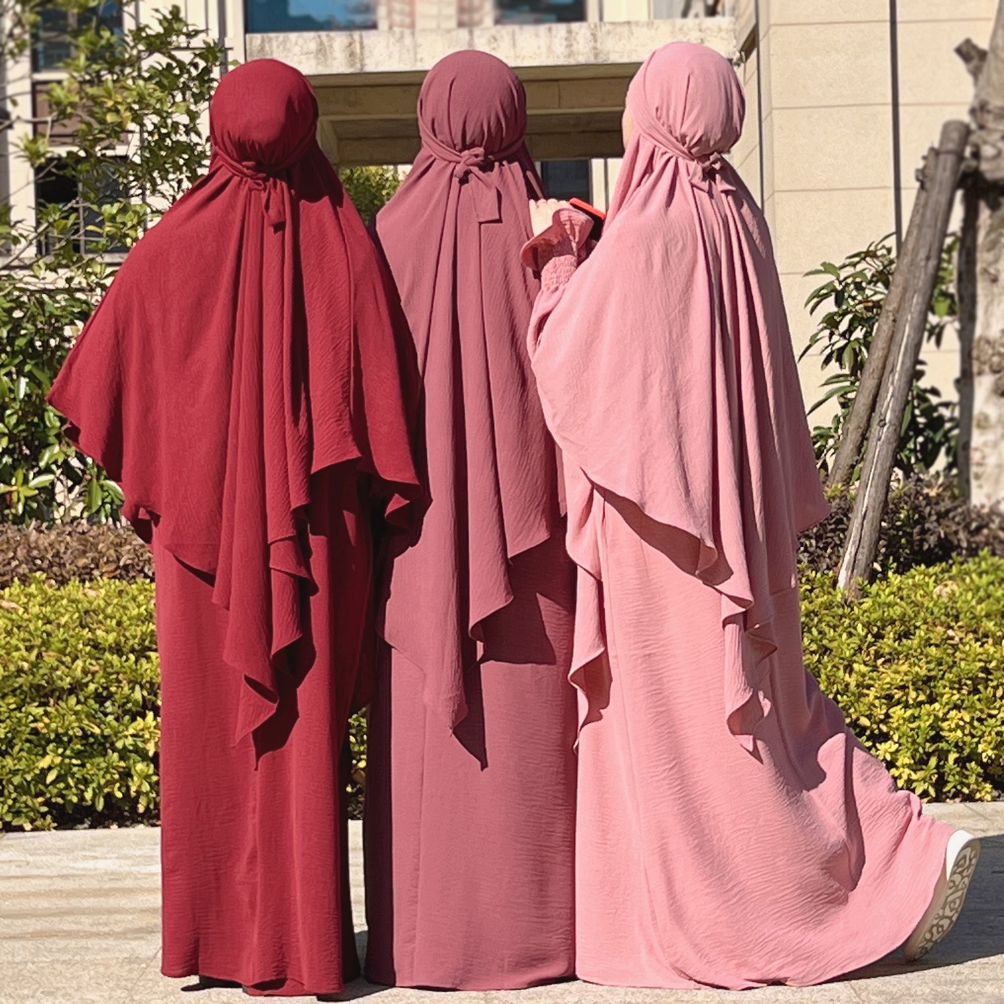 1591#&HJ907#One Layers Khimar Women Muslim Clothing Prayer Dress Two Piece Set Abaya