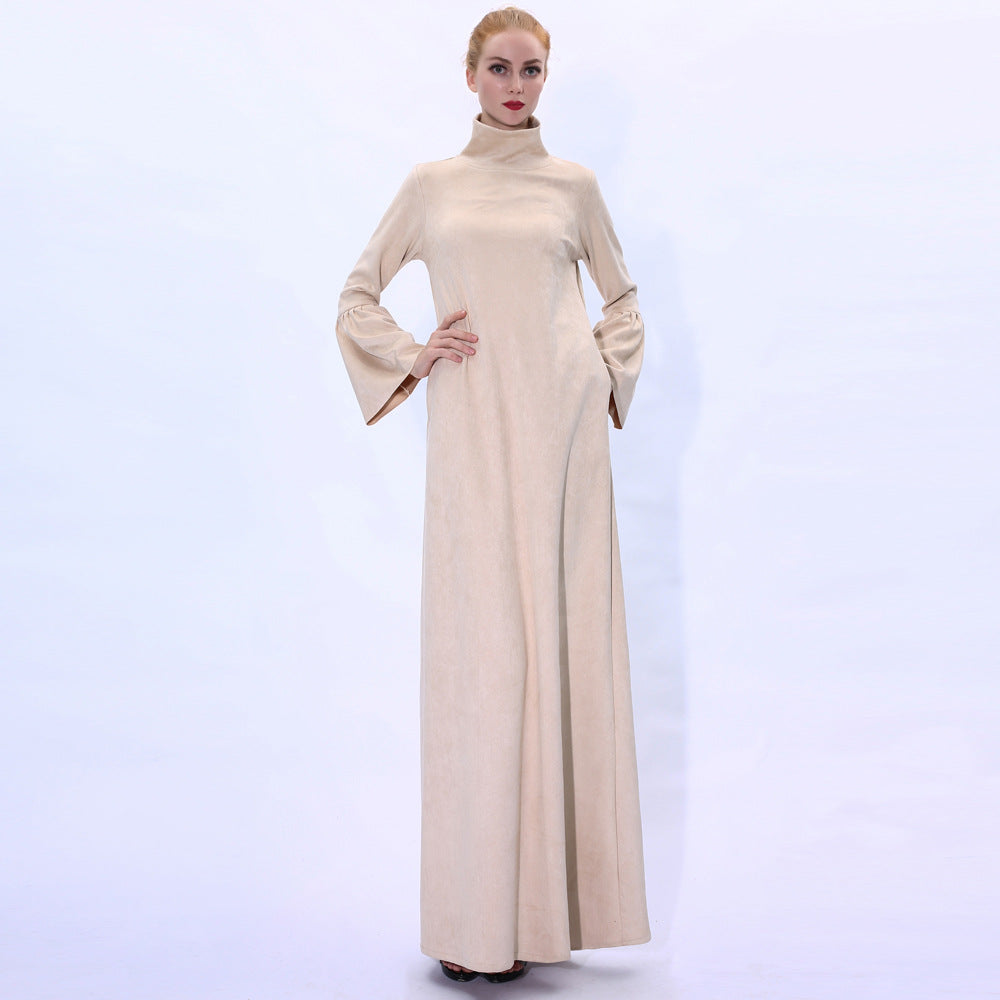 91242#Autumn and winter new  women's suede long dresses
