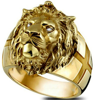 RM7#New Golden Lion Head Ring Stainless Steel Cool Boy Men's Ring