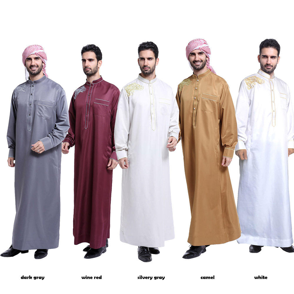 TH804# Hot sale muslim middle east men robe high collar shirt in dubai