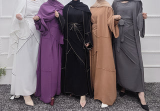 1509# 2023 Latest Islamic Clothing 3 Pieces Abaya Set for Muslim Women