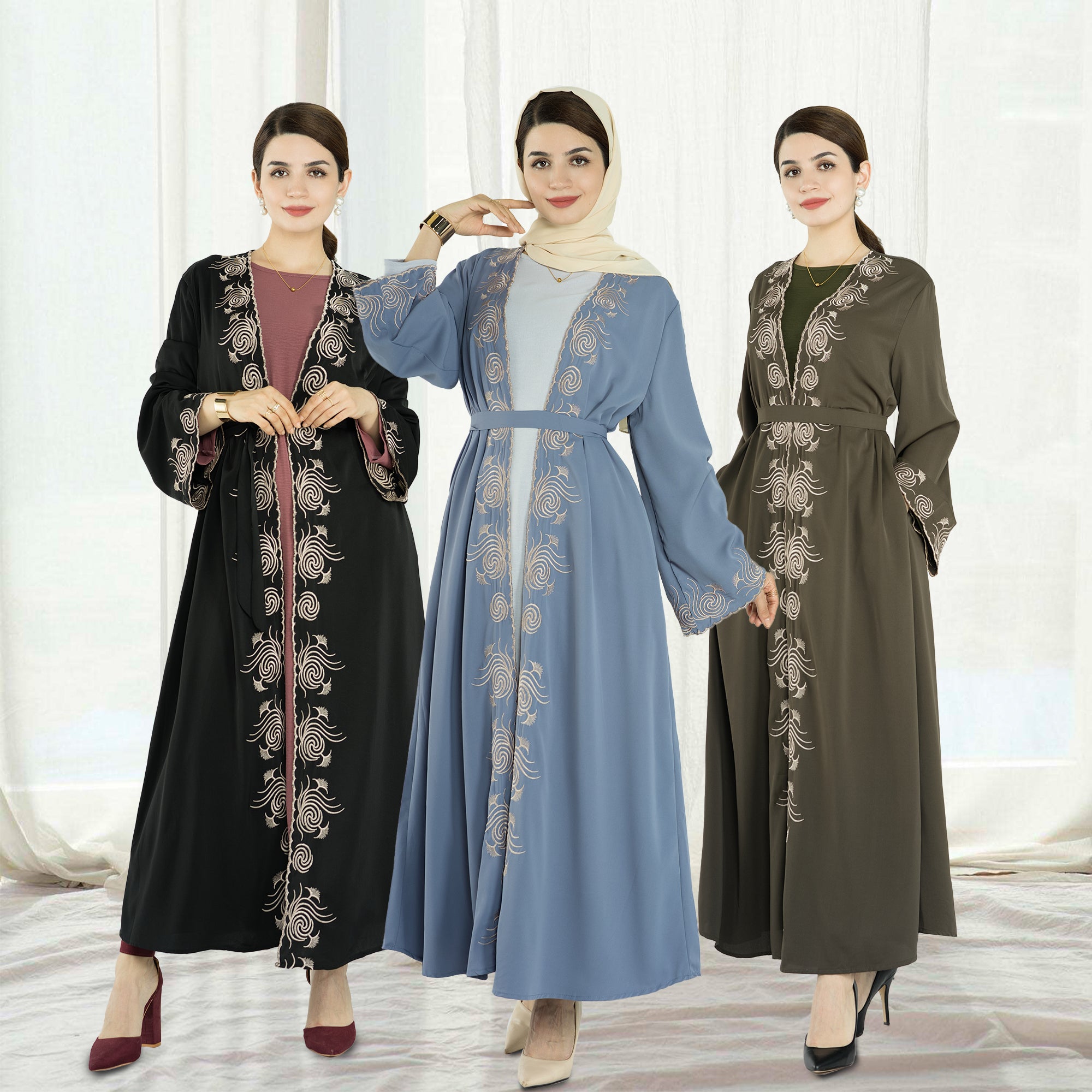 1553# Luxury Islamic Clothing Nida Embroidery Women Abaya Dubai