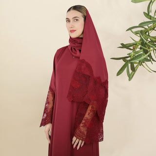 1575#Modest Abaya Dubai Abaya Muslim Dress With Lace Scarf Elegant Ladies Abaya