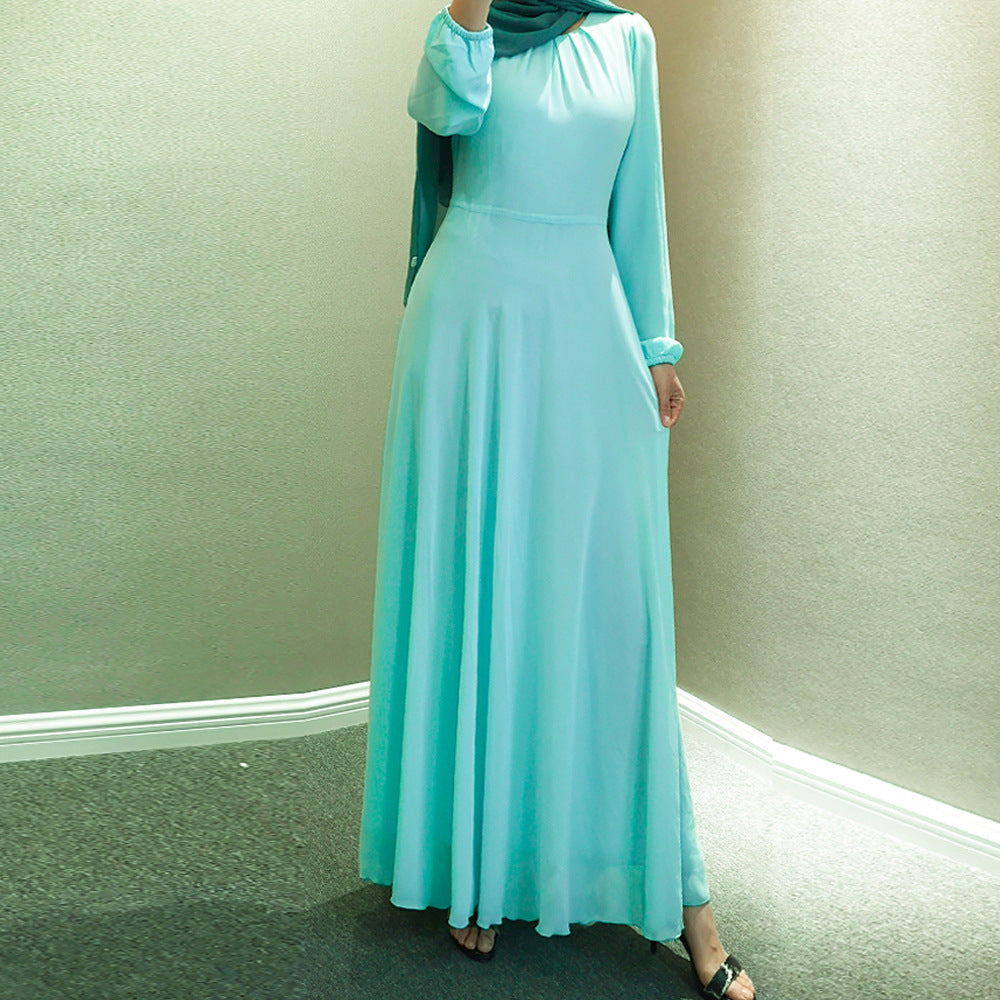 G9514#New Chiffon Abaya Dubai Muslim Women Dresses Islamic Clothing