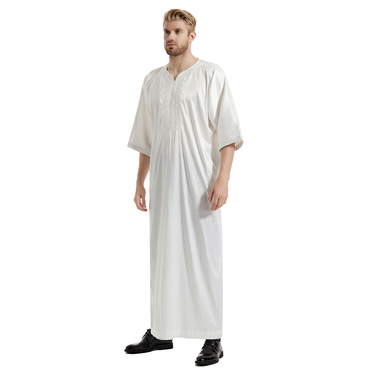 TH827#Hot sale muslim middle east men robe high collar shirt in dubai