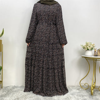 6527#Print Full Lined Chiffon Muslim Fashionable Islamic Women Dress