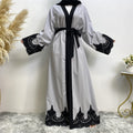 545#Black lace on cuff dubai abayas islamic clothing for women