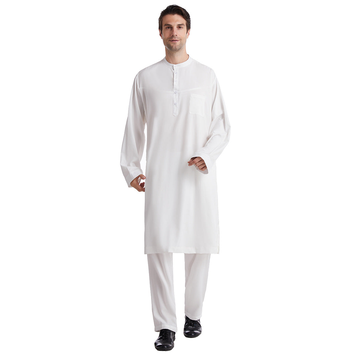 TH822#2 pcs Arab Muslim Wear calf Length Muslim Clothes Jubba Men's Thobe