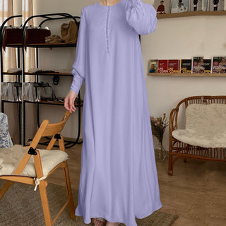 1458# Two Layers Heavy Chiffon Maxi Islamic Dress with Buttons