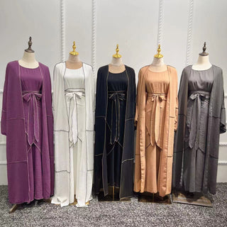 1509# Custom Islamic Clothing 3 Pieces Abaya Set for Muslim Women